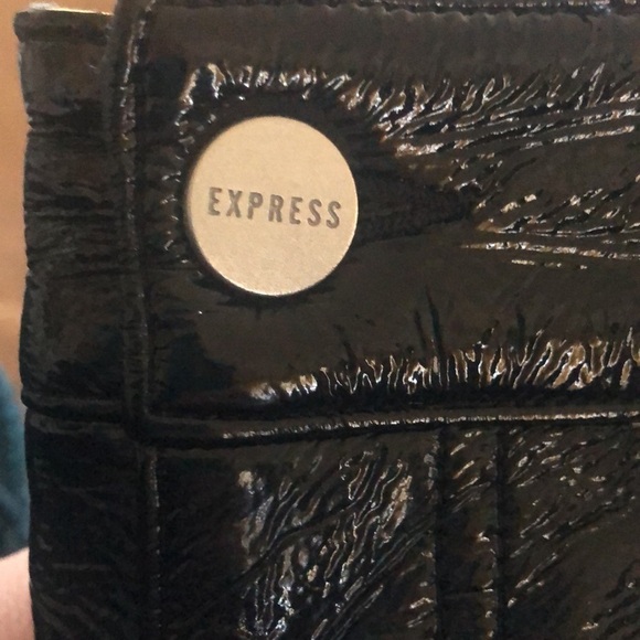 Express Faux Patent Leather Super High Rise Pants Sz. 4R Modern Straight Black - Picture 3 of 10